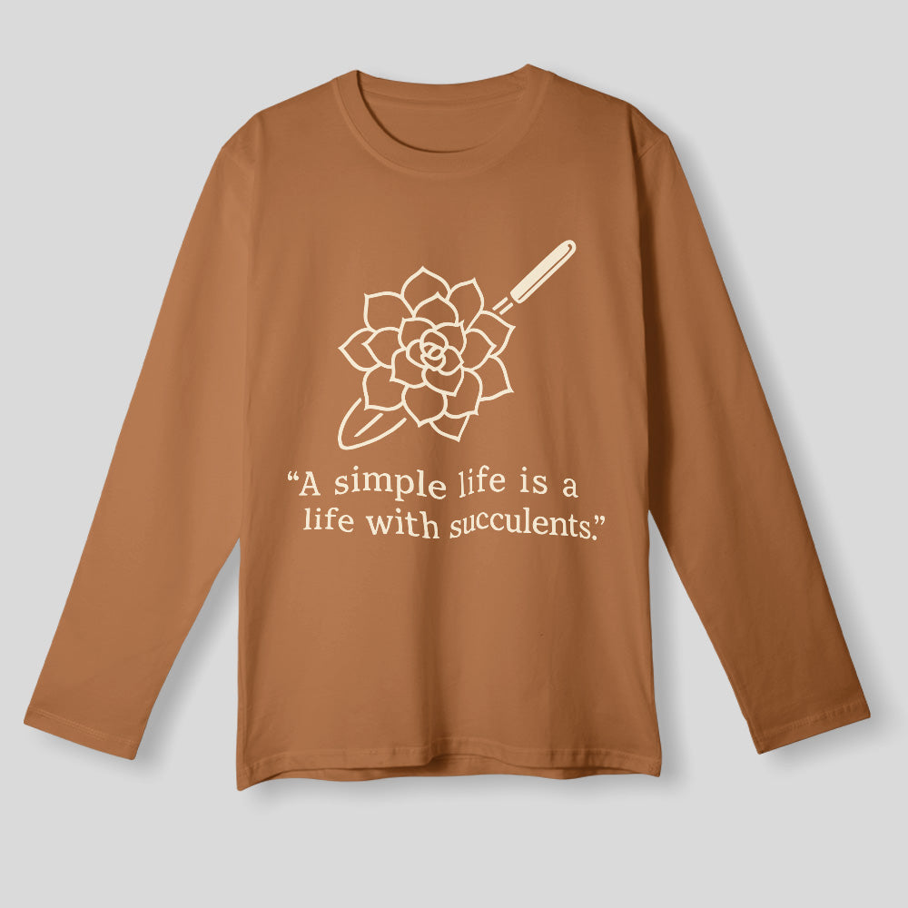 A Simple Life With Succulents Unisex T-Shirt - Minimal Line Art