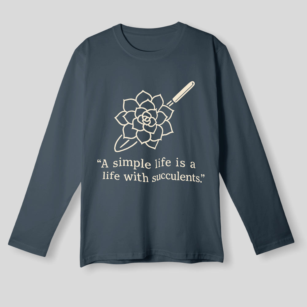 A Simple Life With Succulents Unisex T-Shirt - Minimal Line Art