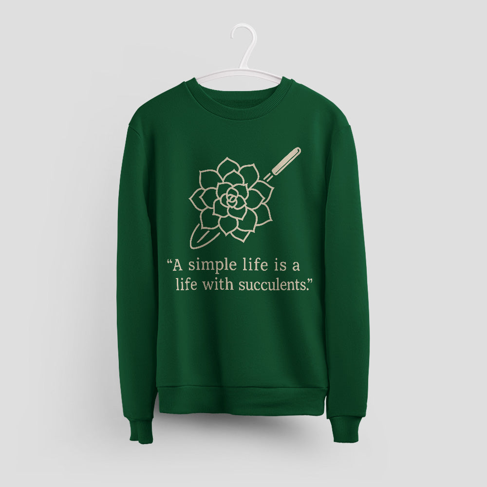 A Simple Life With Succulents Unisex T-Shirt - Minimal Line Art