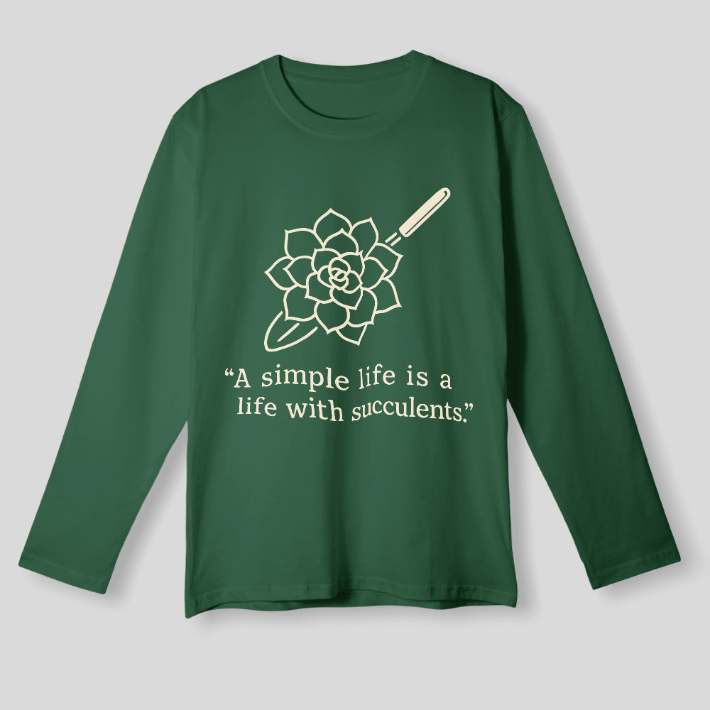 A Simple Life With Succulents Unisex T-Shirt - Minimal Line Art