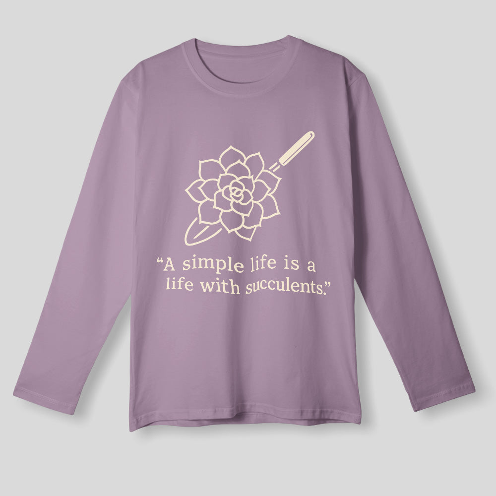 A Simple Life With Succulents Unisex T-Shirt - Minimal Line Art