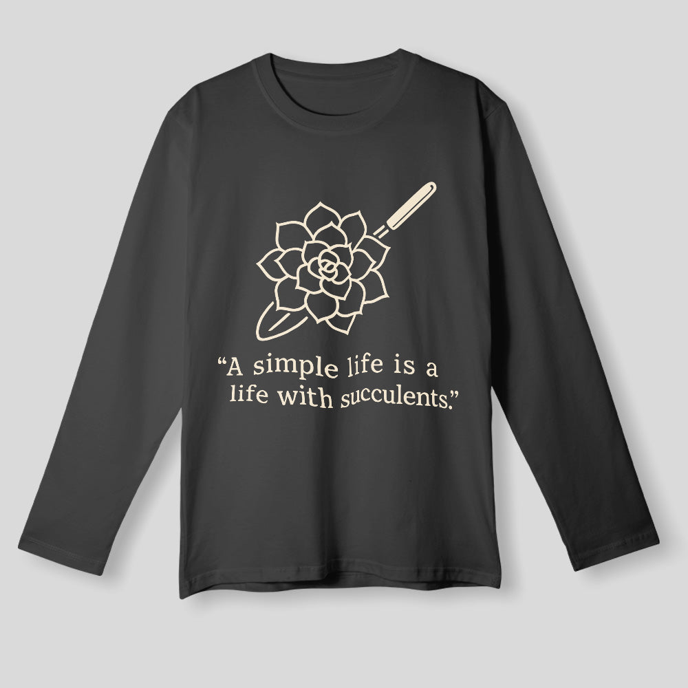 A Simple Life With Succulents Unisex T-Shirt - Minimal Line Art