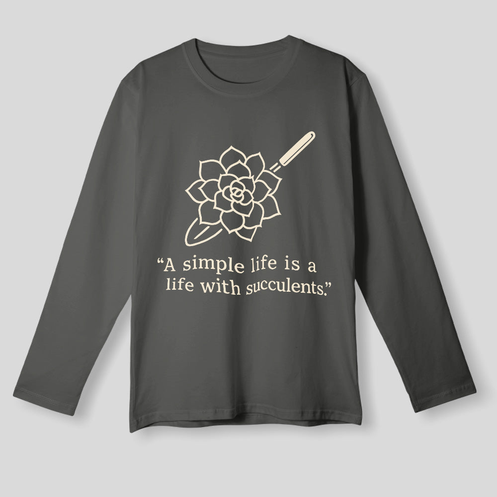 A Simple Life With Succulents Unisex T-Shirt - Minimal Line Art