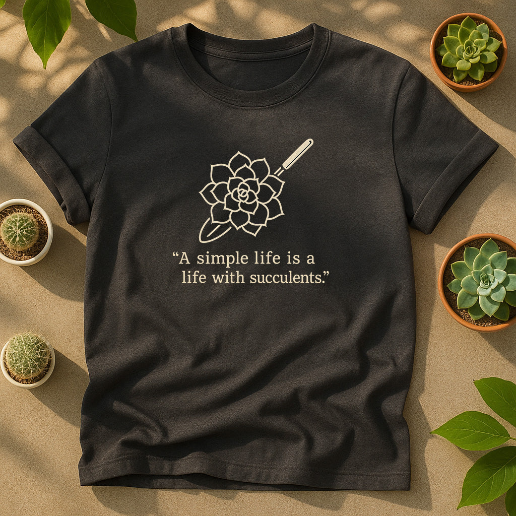 A Simple Life With Succulents Unisex T-Shirt - Minimal Line Art
