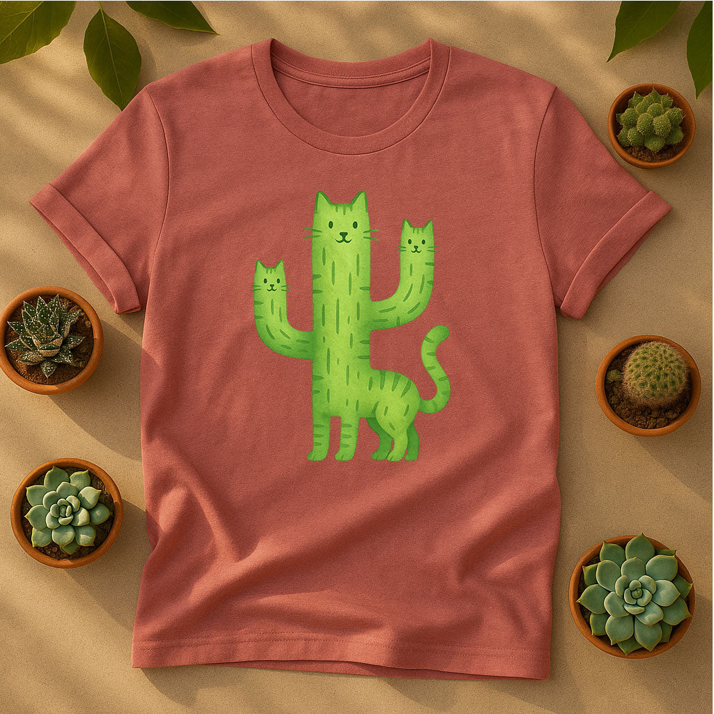 Catcus Cactus Cat Unisex T-Shirt - Cute Green Graphic Tee