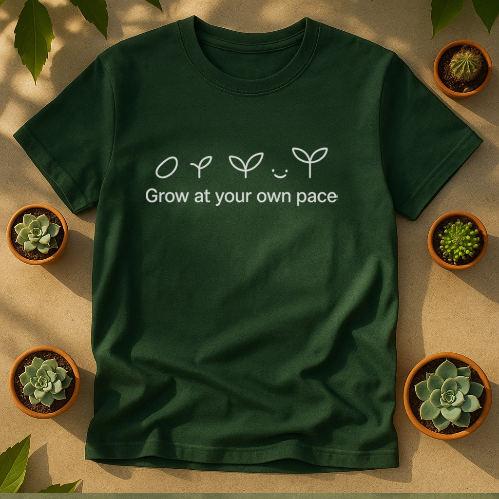 Grow At Your Own Pace T-Shirt, Minimal Plant Lover Tee