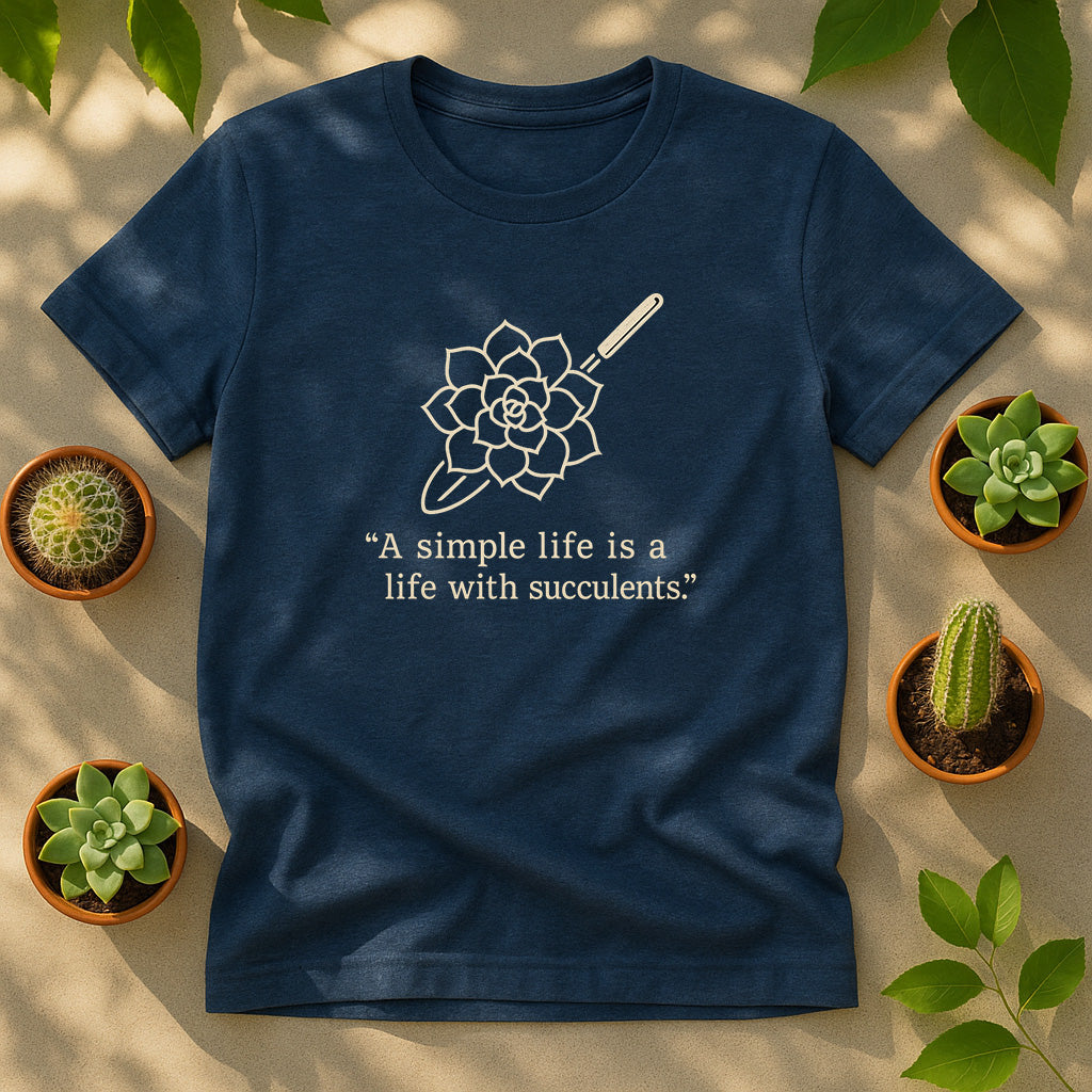 A Simple Life With Succulents Unisex T-Shirt - Minimal Line Art