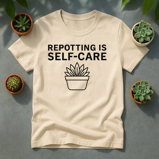 Repotting Is Self Care T-Shirt, Minimal Plant Lover Tee
