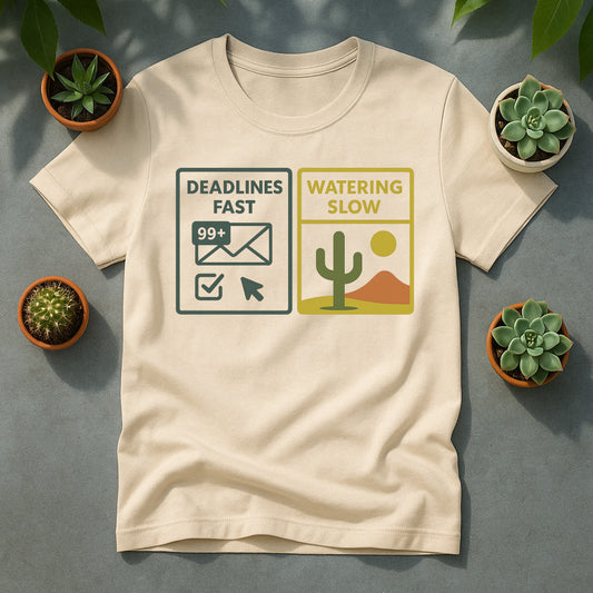 Deadlines Fast Watering Slow Unisex T-Shirt - Work-Life Plant Tee