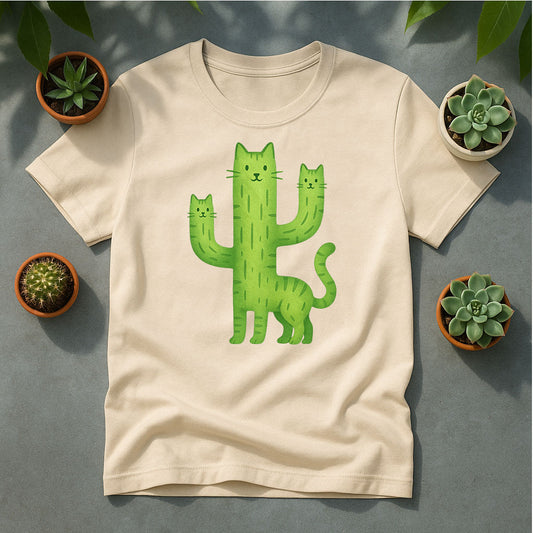 Catcus Cactus Cat Unisex T-Shirt - Cute Green Graphic Tee