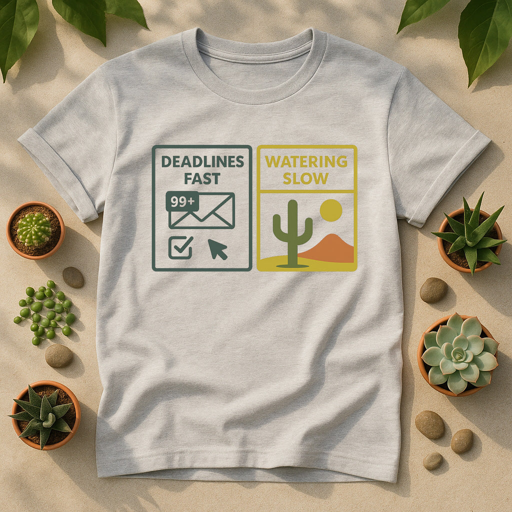 Deadlines Fast Watering Slow Unisex T-Shirt - Work-Life Plant Tee