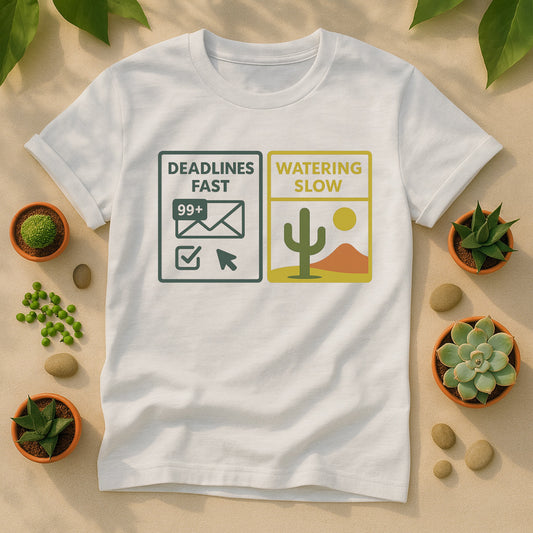 Deadlines Fast Watering Slow Unisex T-Shirt - Work-Life Plant Tee