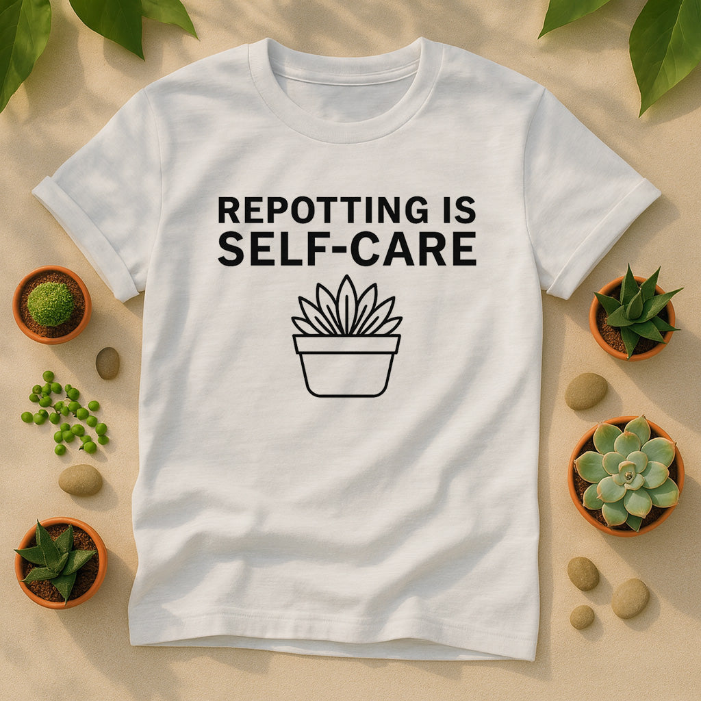 Repotting Is Self Care T-Shirt, Minimal Plant Lover Tee