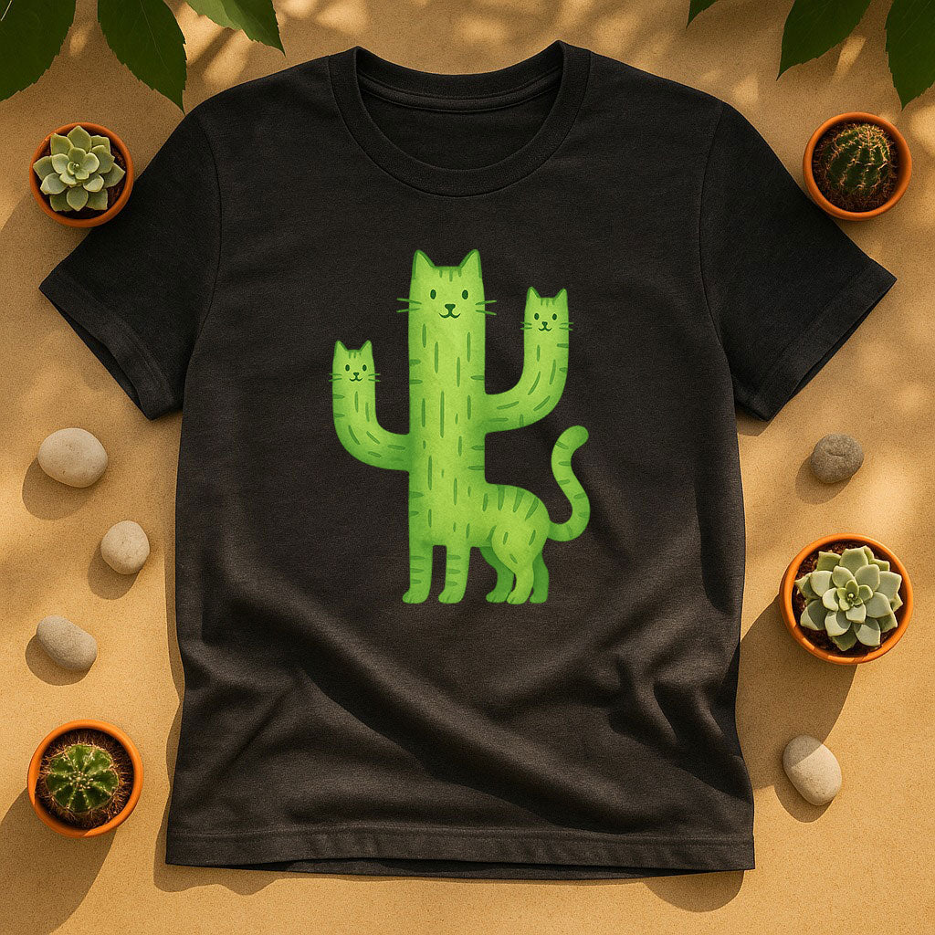 Catcus Cactus Cat Unisex T-Shirt - Cute Green Graphic Tee