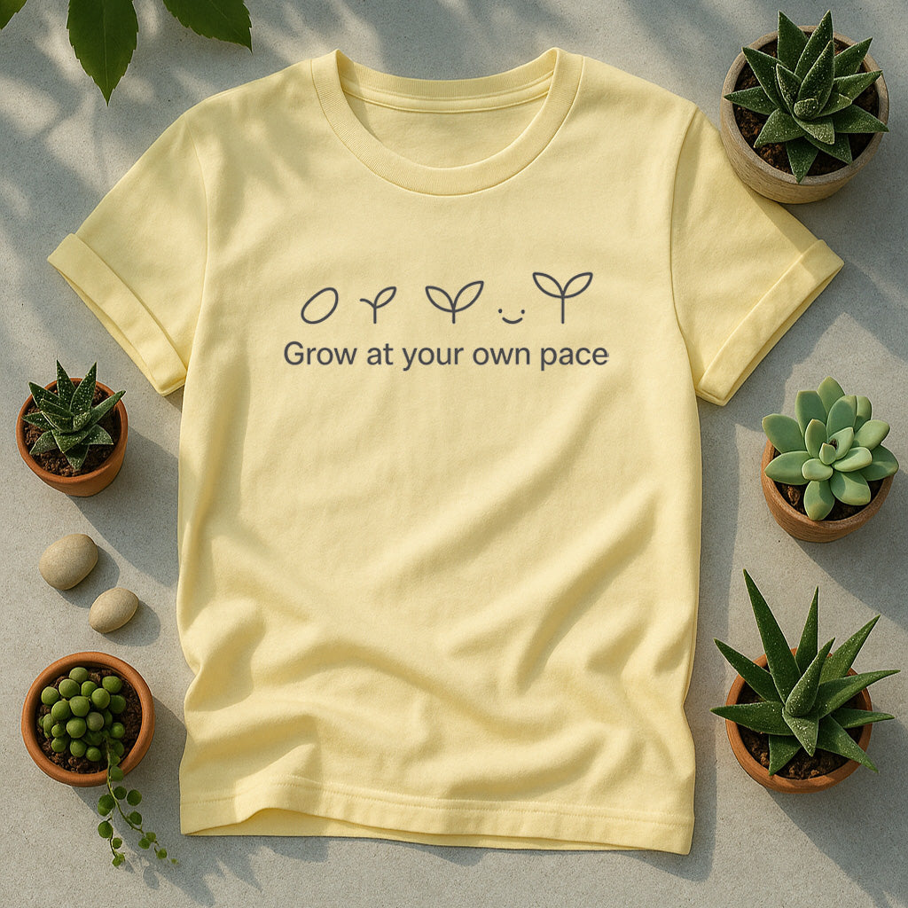 Grow At Your Own Pace T-Shirt, Minimal Plant Lover Tee