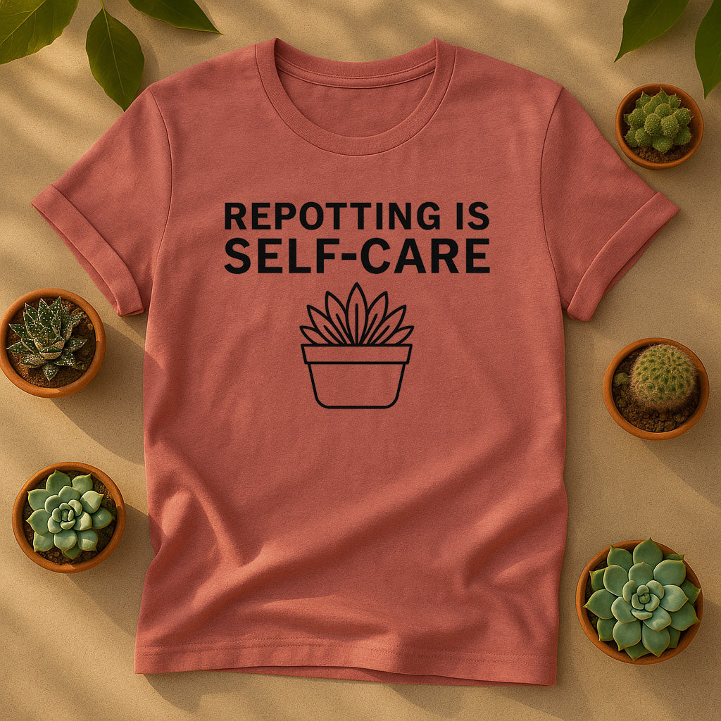 Repotting Is Self Care T-Shirt, Minimal Plant Lover Tee