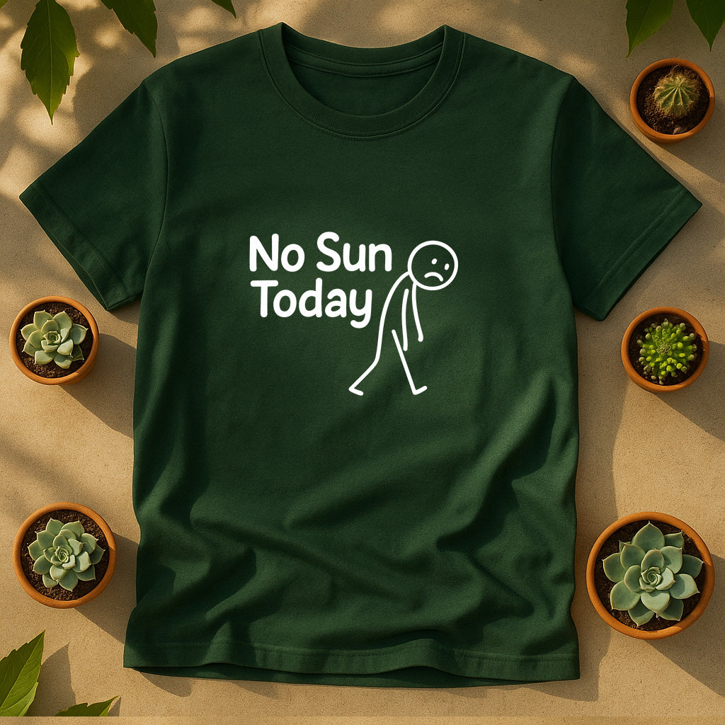 No Sun Today Unisex T-Shirt - Minimal Stick Figure Graphic