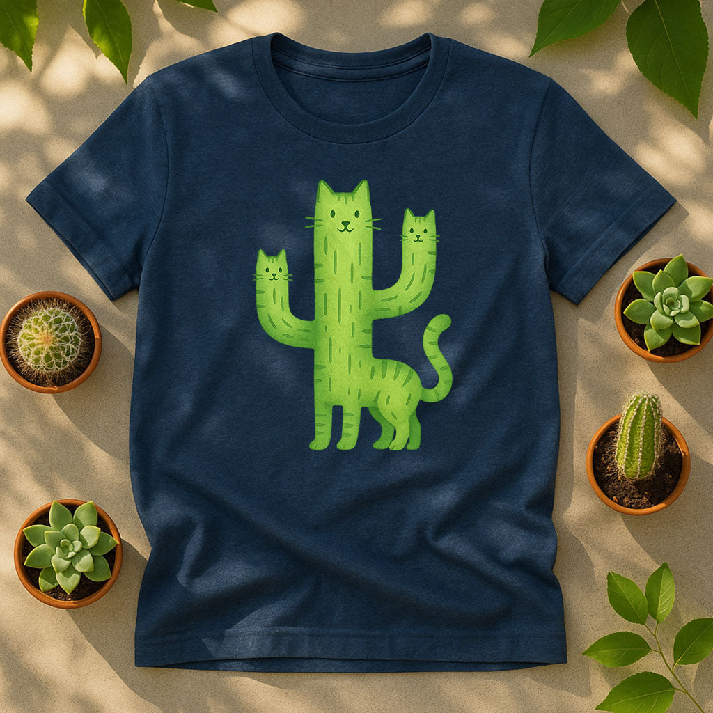 Catcus Cactus Cat Unisex T-Shirt - Cute Green Graphic Tee