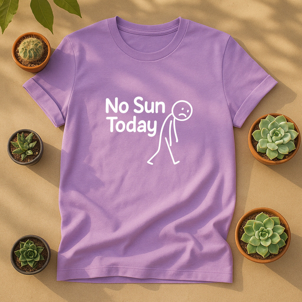 No Sun Today Unisex T-Shirt - Minimal Stick Figure Graphic