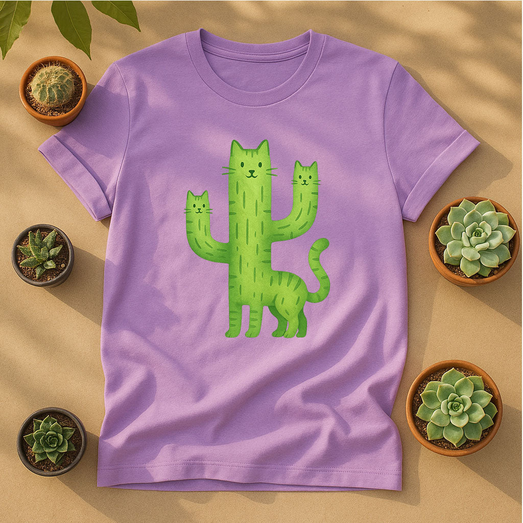 Catcus Cactus Cat Unisex T-Shirt - Cute Green Graphic Tee