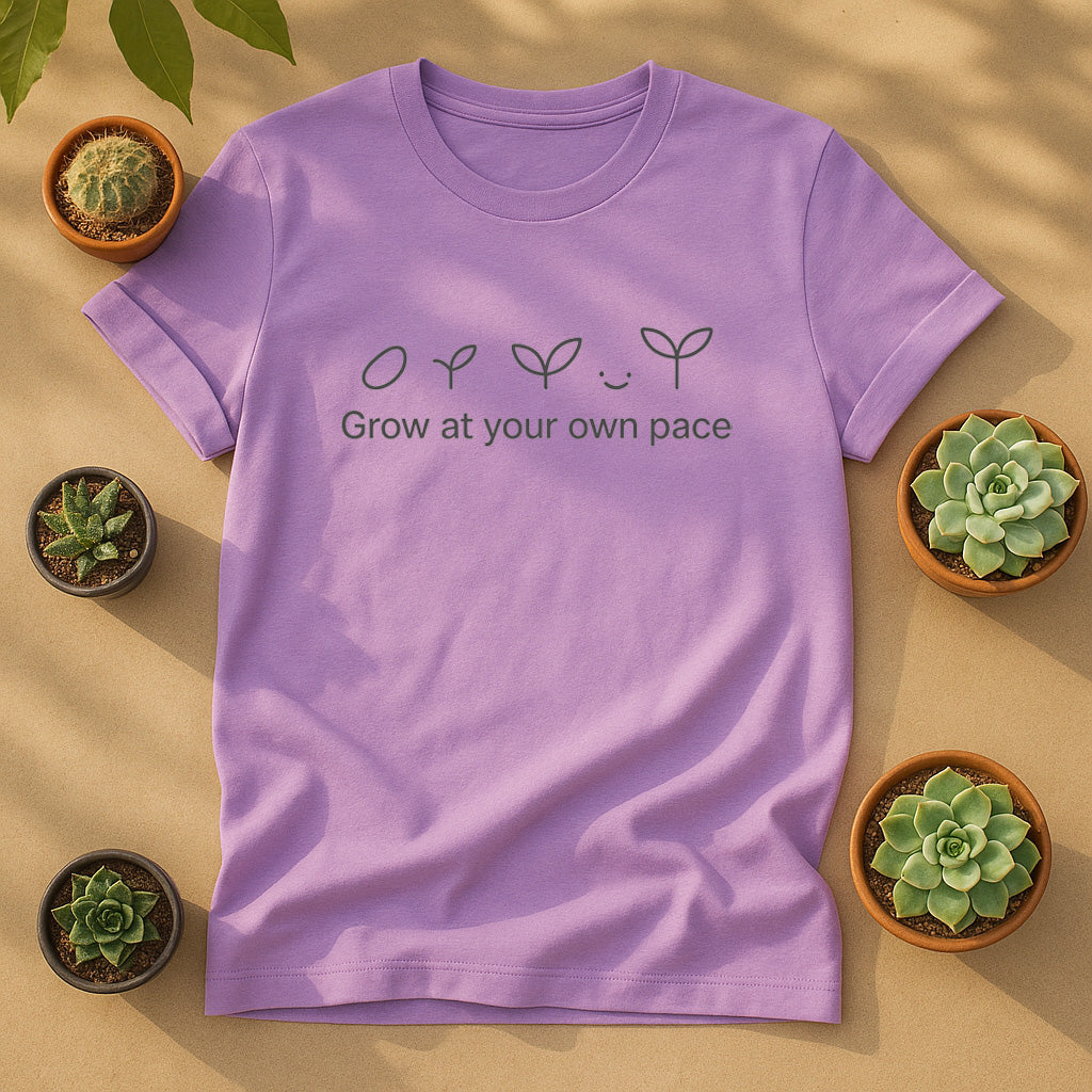 Grow At Your Own Pace T-Shirt, Minimal Plant Lover Tee