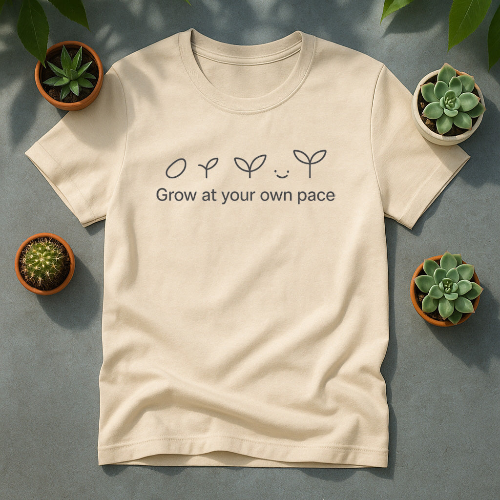 Grow At Your Own Pace T-Shirt, Minimal Plant Lover Tee