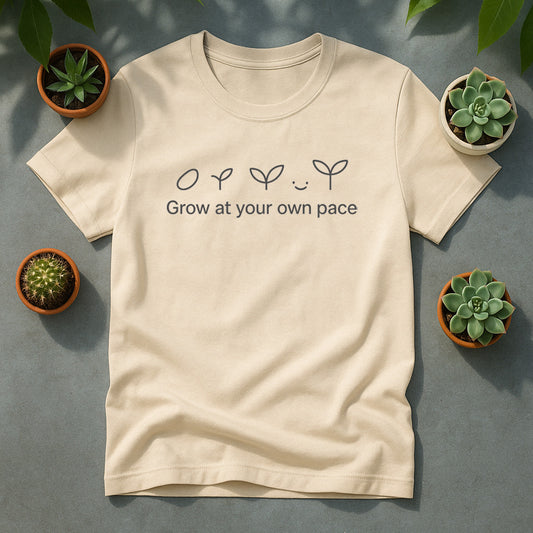 Grow At Your Own Pace T-Shirt, Minimal Plant Lover Tee