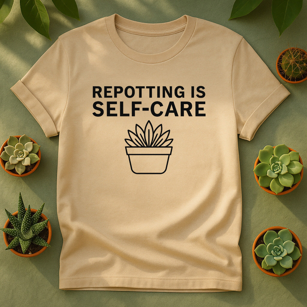 Repotting Is Self Care T-Shirt, Minimal Plant Lover Tee