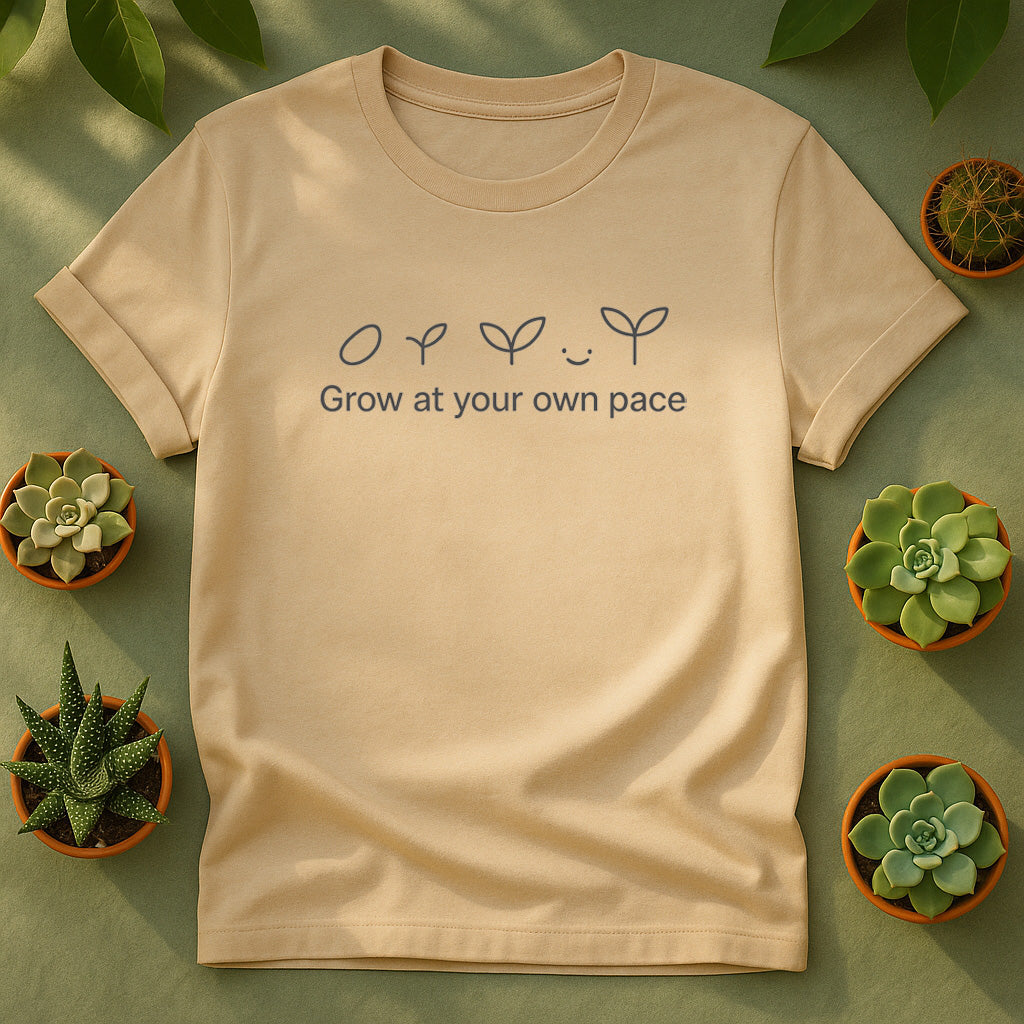 Grow At Your Own Pace T-Shirt, Minimal Plant Lover Tee