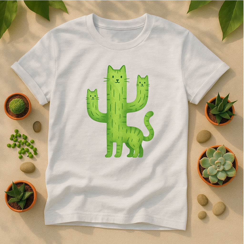 Catcus Cactus Cat Unisex T-Shirt - Cute Green Graphic Tee