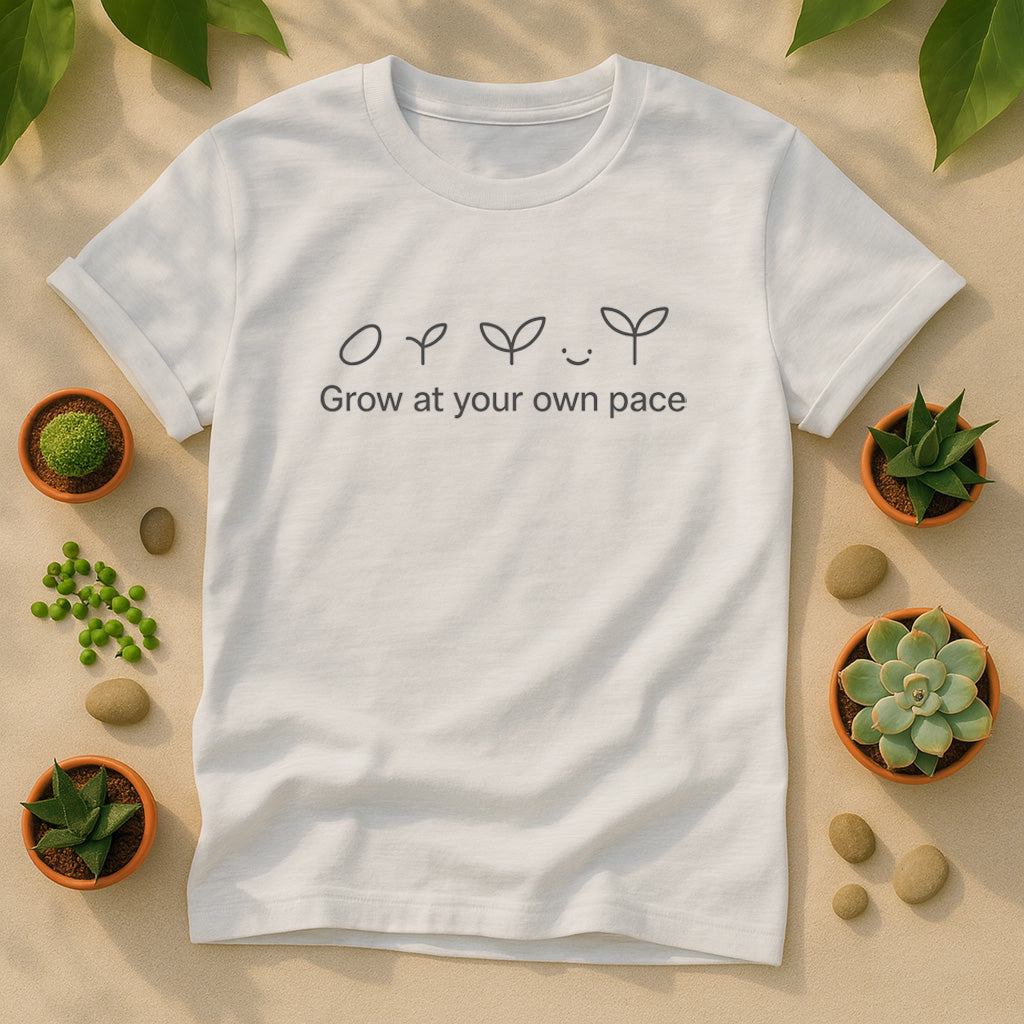 Grow At Your Own Pace T-Shirt, Minimal Plant Lover Tee